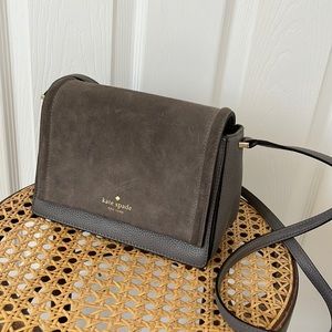 Grey suede Kat Spade crossbody bag
